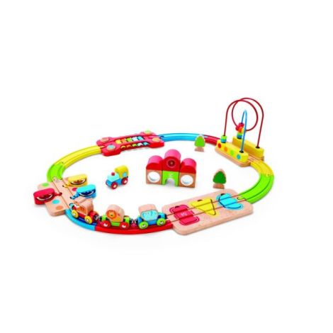 Jucarie din lemn - Sina de tren curcubeu cu puzzle (30 piese) - imagine 7